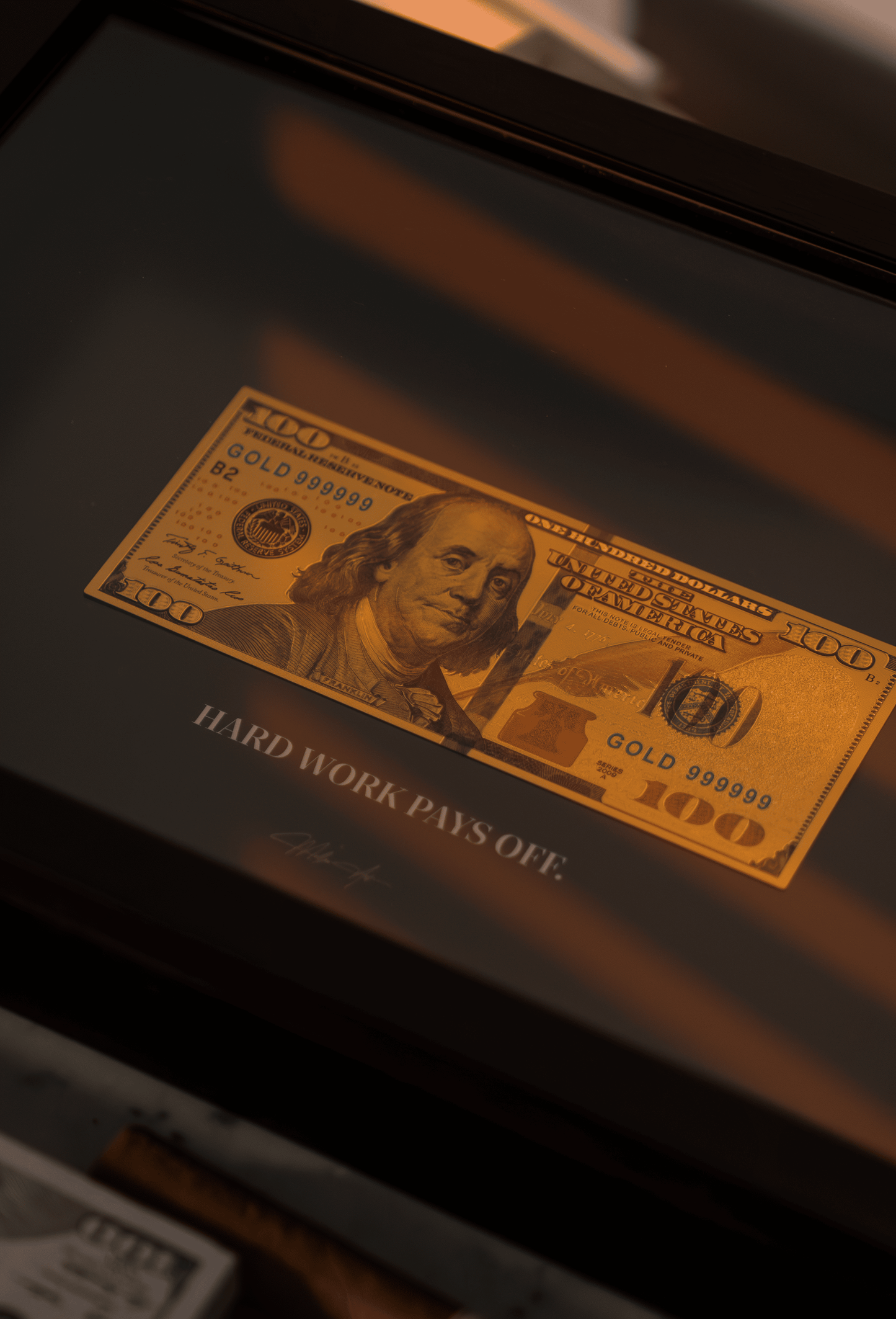 HARD WORK PAYS OFF GOLDEN BILL FRAME